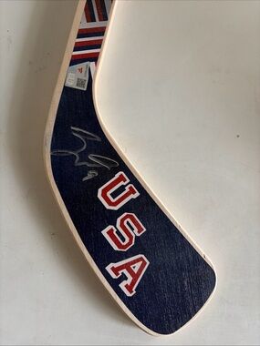 USA Navy Wooden mini Hockey Stick Blade - Signed Jack Eichel